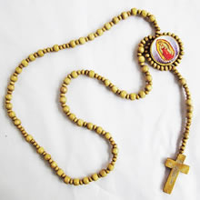 wooden rosary necklace