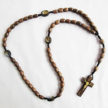 wooden rosary necklace