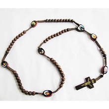wooden rosary necklace