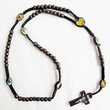wooden rosary necklace