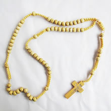 wooden rosary necklace