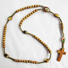 wooden rosary necklace