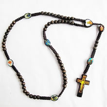 wooden rosary necklace