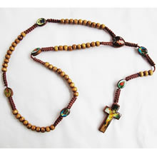 wooden rosary necklace