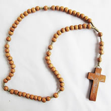 wooden rosary necklace