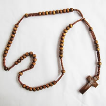 wooden rosary necklace