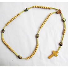 wooden rosary necklace