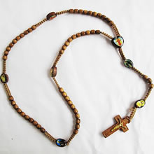 wooden rosary necklace