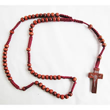 wooden rosary necklace