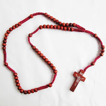 wooden rosary necklace