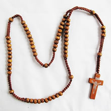 wooden rosary necklace