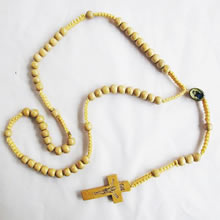 wooden rosary necklace
