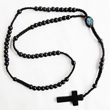 wooden rosary necklace