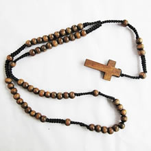 wooden rosary necklace
