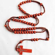 wooden rosary necklace