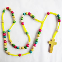 wooden rosary necklace