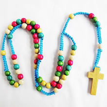 wooden rosary necklace