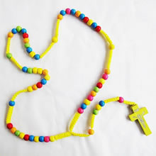 wooden rosary necklace