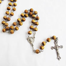 wooden rosary necklace