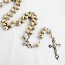 wooden rosary necklace