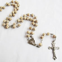 wooden rosary necklace