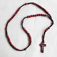 wooden rosary necklace